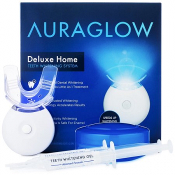 AuraGlow Teeth Whitening Kit, LED Light,