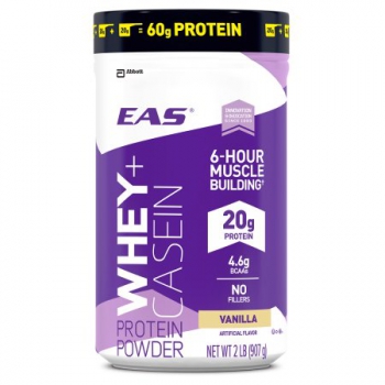 EAS 100% Whey + Casein Protein Powder, For Muscle Building and Recovery, Vanilla ca. 907g (32oz)