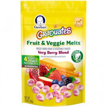 Gerber Graduates Fruit & Veggie Melts Freeze-Dried Fruit and Vegetable Snacks, Very Berry Blend ca. 28g (1oz)