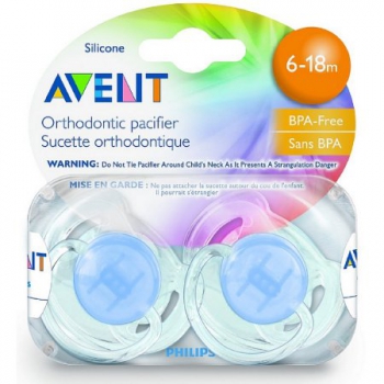 Philips Avent Orthodontic Translucent Pacifier, Toddler 6-18 Months, 2-Pack, Colors