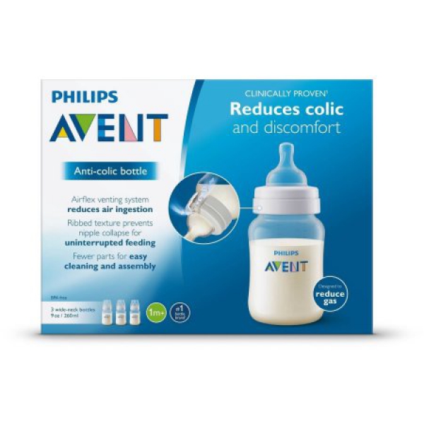 Philips Avent Anti-Colic BPA-Free Baby Bottles - 255g, Clear