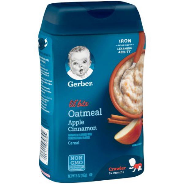 Gerber Lil' Bits Oatmeal Apple Cinnamon Baby Cereal ca. 226g (8oz)