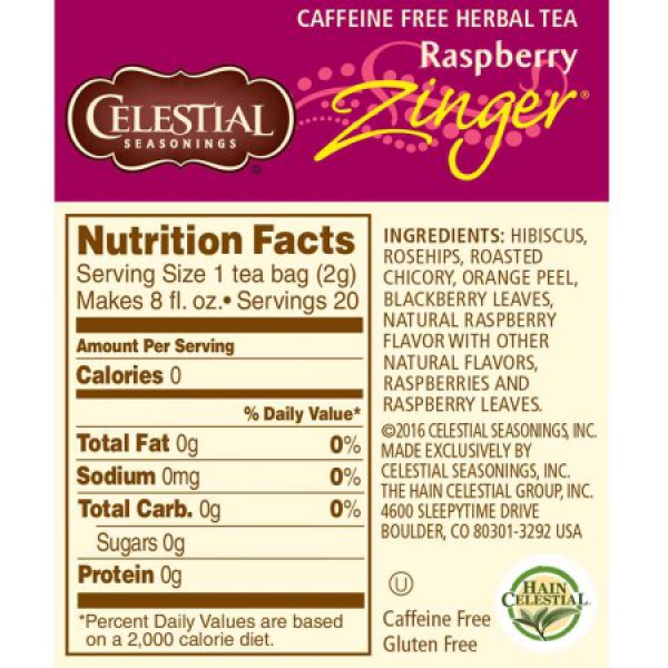 Celestial Seasonings Raspberry Zinger Tea ca. 45g (1.58oz)