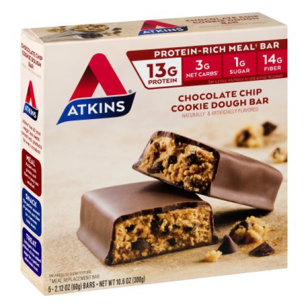 Atkins Meal Chocolate Chip Cookie Dough Bars ca. 300g (10.6oz)