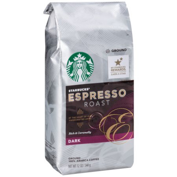 Starbucks Espresso Roast Dark Ground Coffee, ca. 340g (12oz)
