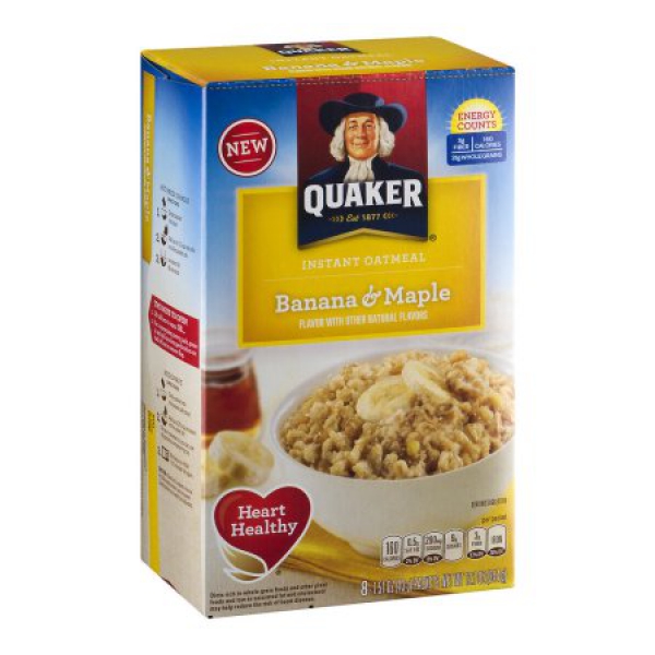 Quaker Instant Oatmeal Banana & Maple ca. 344g (12.1oz)