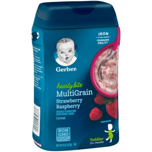 Gerber Hearty Bits Multigrain Strawberry Raspberry Baby Cereal ca. 226g (8oz)