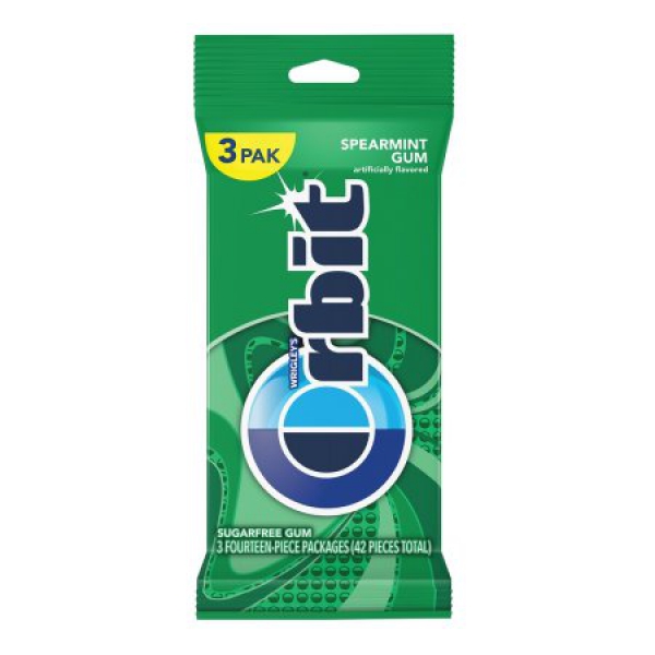 Wrigley's Orbit Spearmint Gum  3-er Pack ca. 80g (2.8oz)