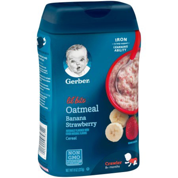 Gerber Lil' Bits Oatmeal Banana Strawberry Baby Cereal ca. 226g (8oz)