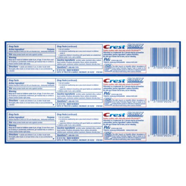 Crest Cavity Protection Toothpaste 3er-Pack ca. 544g (19.2oz)