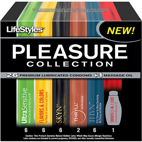 LifeStyles Pleasure Collection Assorted Lubricated Latex Condoms