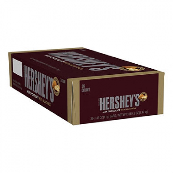 HERSHEY'S Milk Chocolate with Almonds Bars, 36Ct