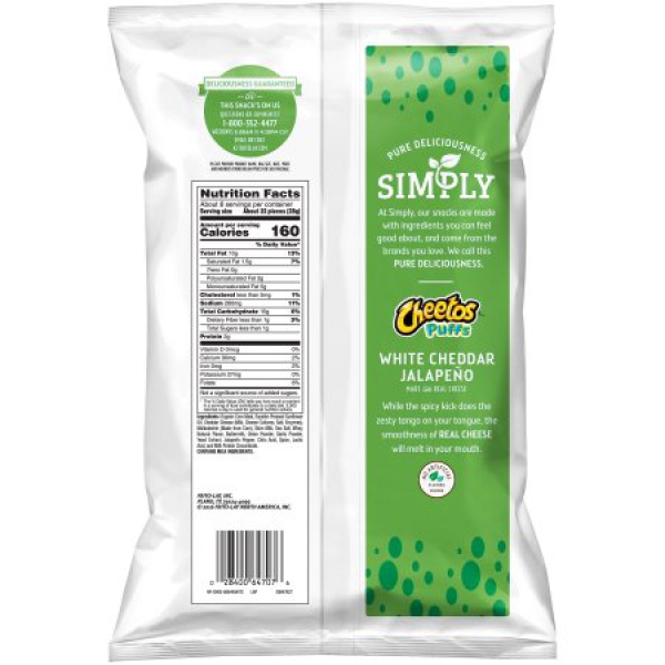 Cheetos Simply Puffs White Cheddar Jalapeno ca. 226g (8oz)